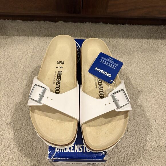 NIB Birkenstock Madrid Mules White Sandals Slides Shoes Size EU 39 Women 8 - Picture 3 of 9